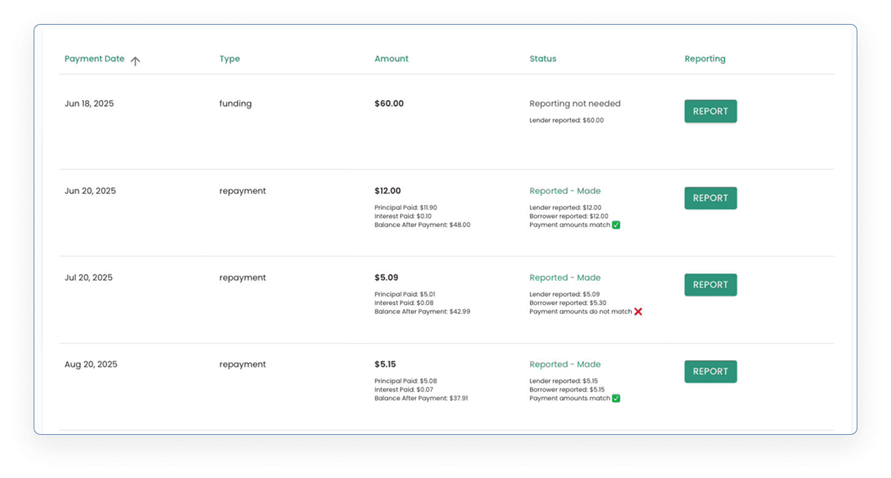 Amortization schedule preview screenshot